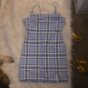 Blue Plaid Women's Mini Dress.